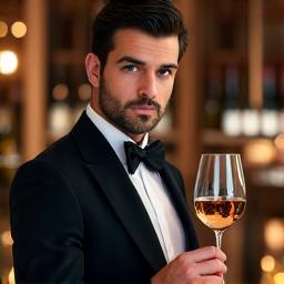 Portrait du Sommelier Antoine Mercier dégustant un vin avec expertise.
